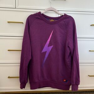 aviator nation crewneck purple lightning bolt